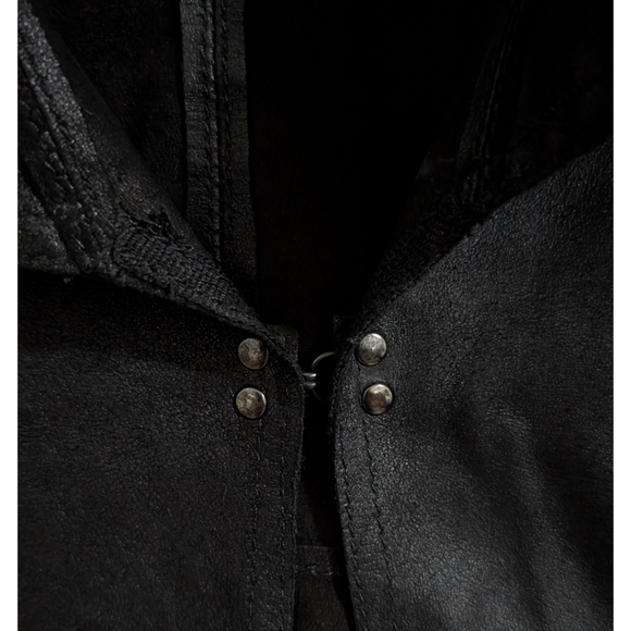 Bod & Christensen Black Leather Draped Jacket w/ Back Ruffle - 6 - Picture 5 of 8